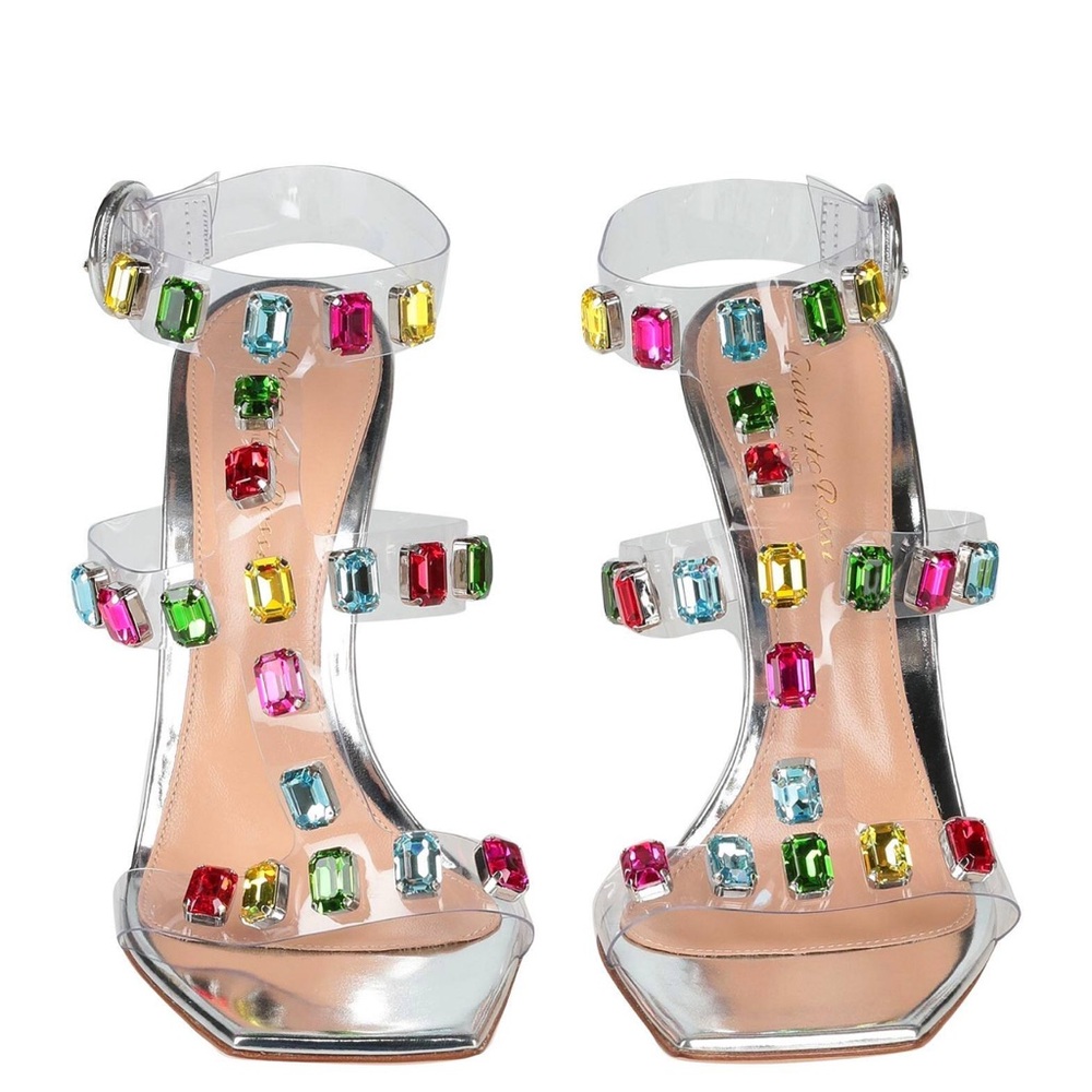 GIANVITO ROSSI 
105mm Crystal-Embellished Sandals - Silver